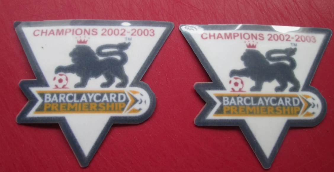 premier league champions 2002 2003 football shirt sleeve patches patch badge badges lextra senscilia Manchester United