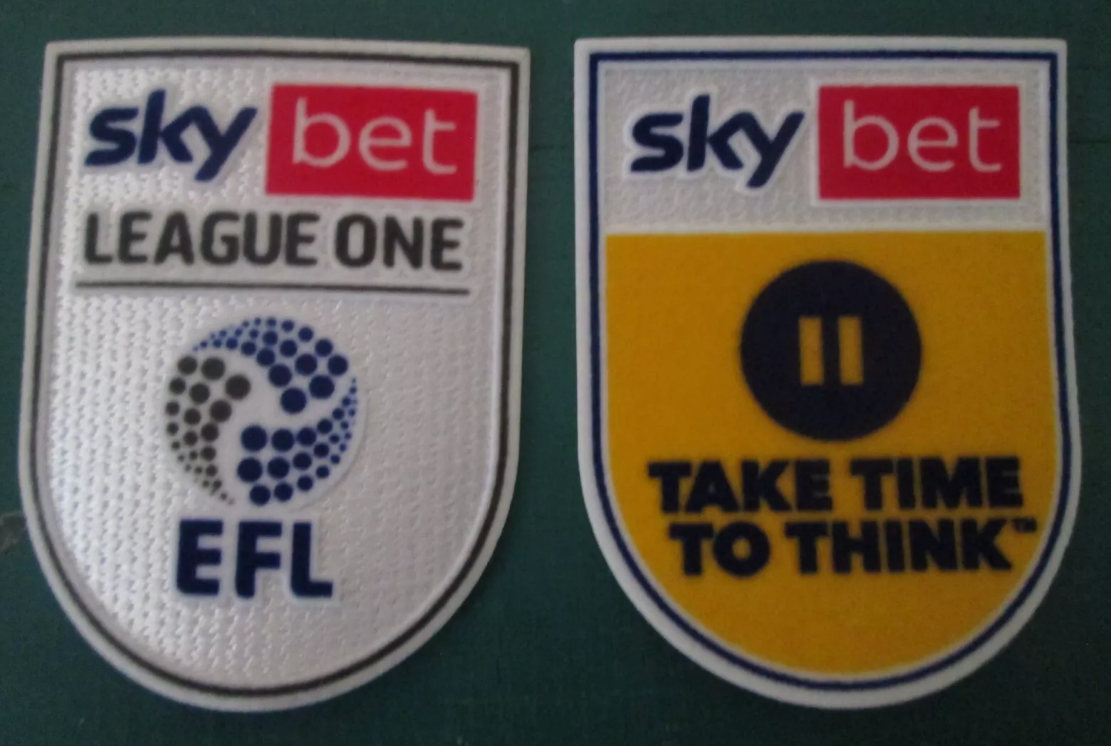 2022-2023 Sky Bet League one patch player size Iron On Pair FLOCK UK STOCK  for Football Shirt