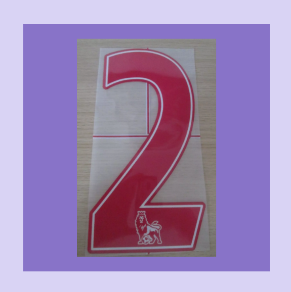 Red Number 2 2007-2013 FLOCK EPL Player Size Premier League Nameset