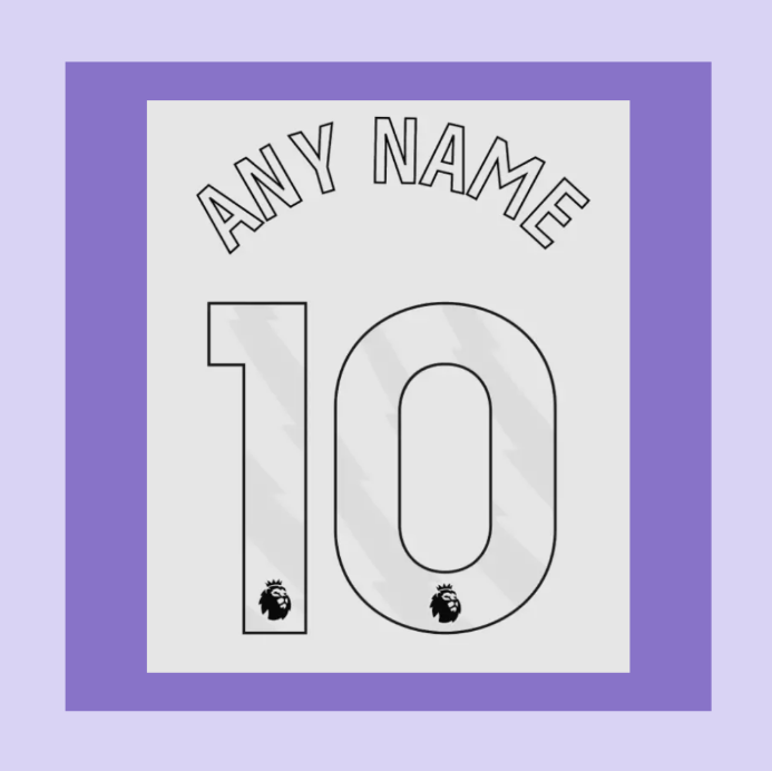 Any name Premier League Football Shirt 2024-25 nameset PLAYER size plastic WHITE