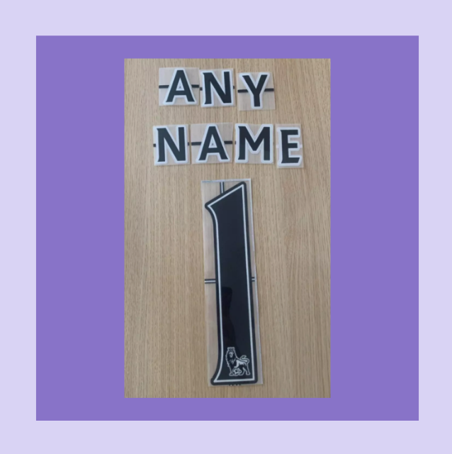 2007-2013 Any Name and Number Premier League BLACK Flock Felt nameset EPL printing  for Football Shirt