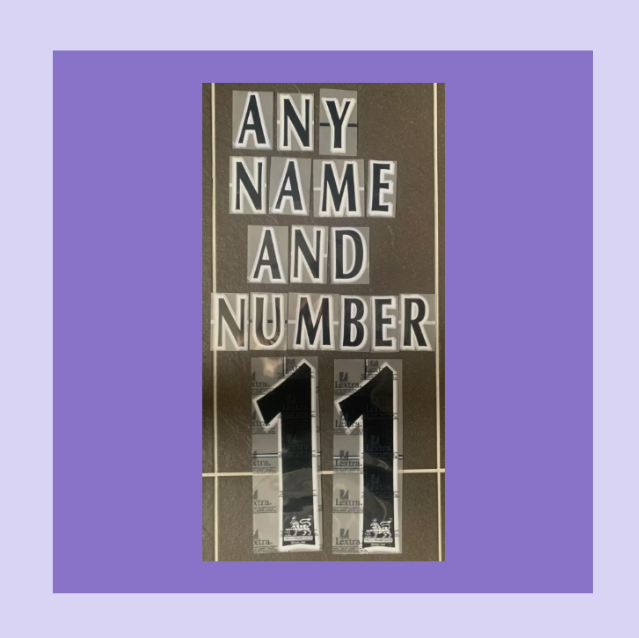 1997-2007 BLACK Any Name and Number Premier League Flock Felt nameset EPL printing