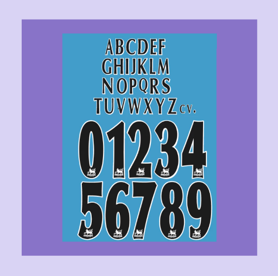 1997-2007 BLACK Any Name and Number Premier League PLASTIC nameset EPL printing for football shirt