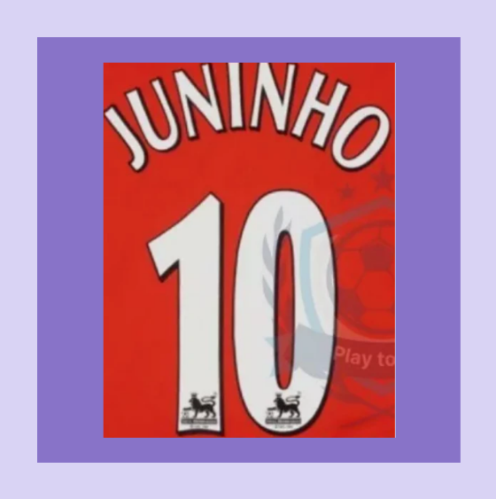 1997-2007 Juninho 10 middlesbrough EPL Player Size Premier League Nameset for football shirt