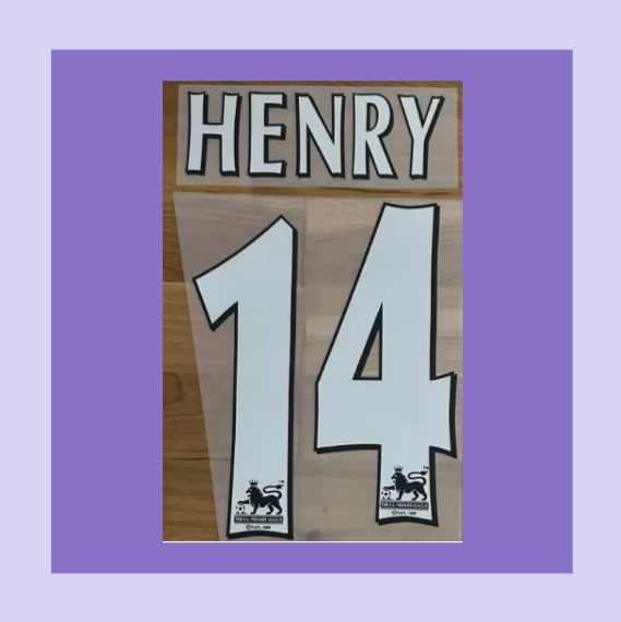 HENRY #14 1997-2005 Player Size Premier League PLASTIC Nameset UK STOCK Arsenal  for Football Shirt