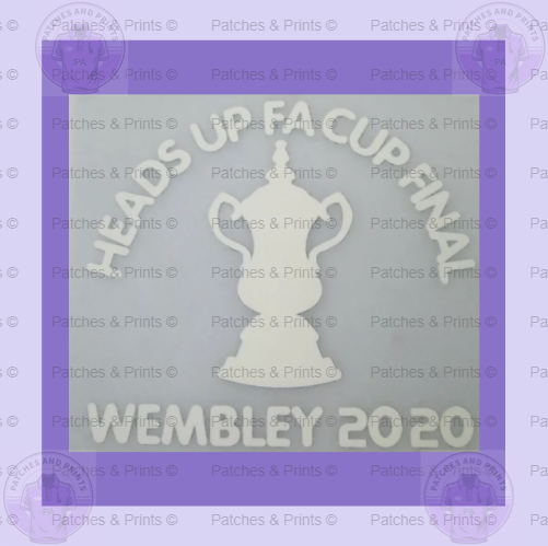 Heads Up Fa Cup Final 2020 patch player size Iron On Heat Press UK STOCK for football shirt